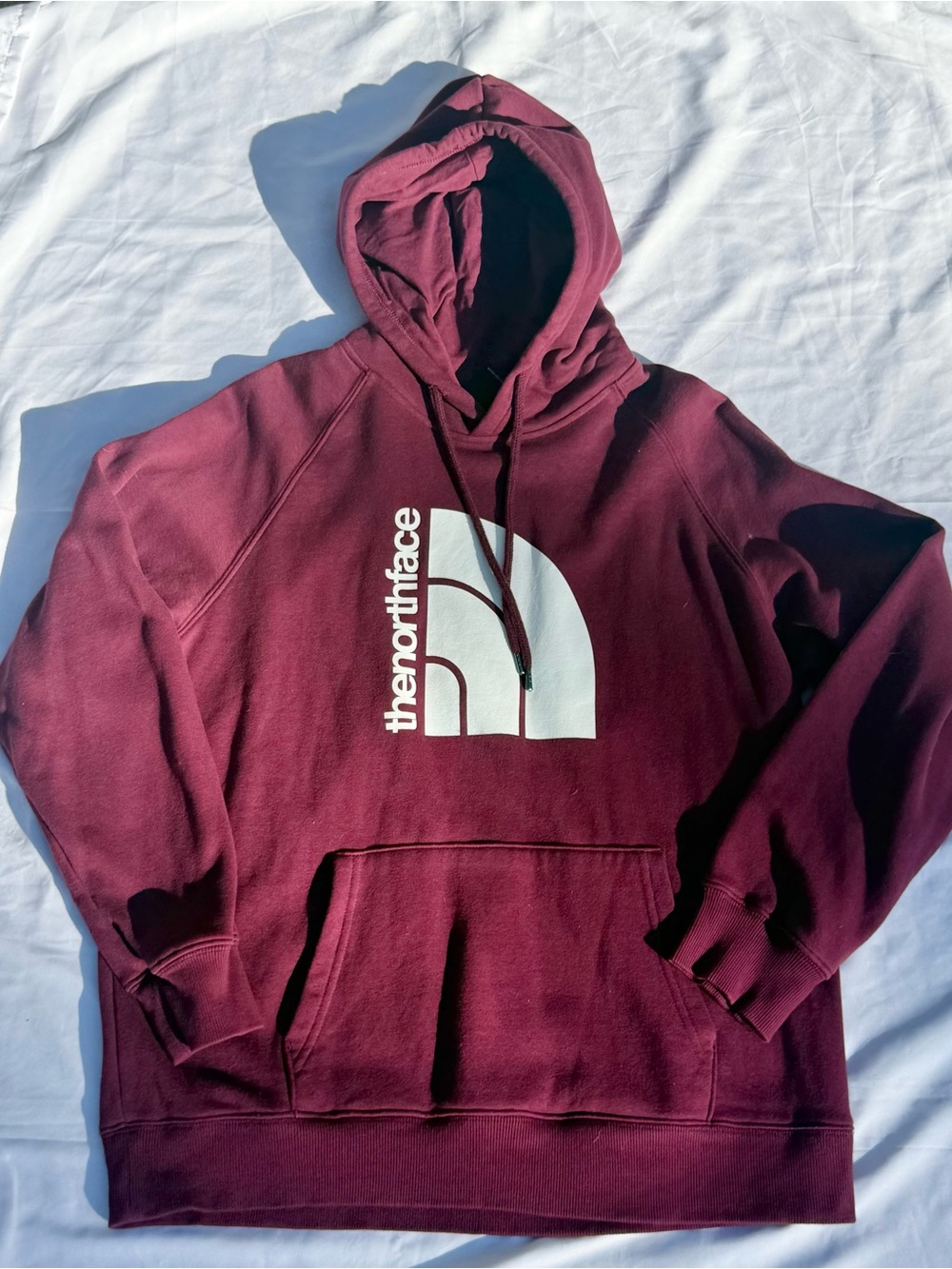 The North Face Burgundy Pullover Hoodie with White Logo